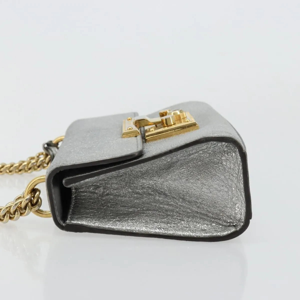Gucci Padlock Shoulder Bag Nm Gg Coated Canvas And Leather Silver Leather Shoulder Bag Bag (Pre-Owned)