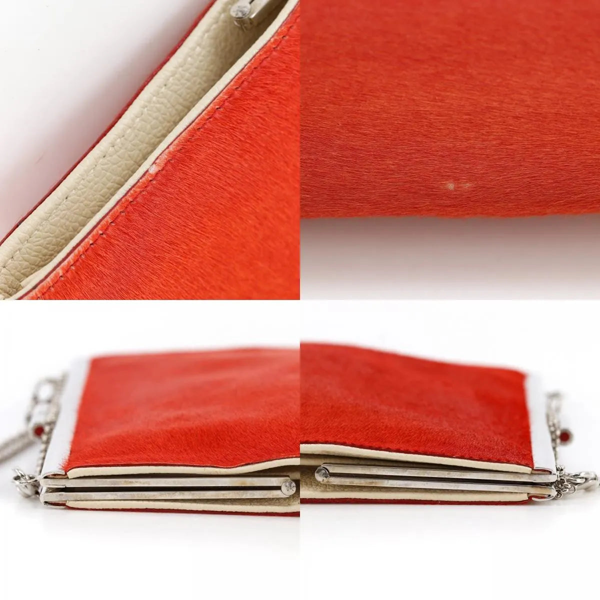 Bvlgari Chain Leather Red Leather Shoulder Bag Bag (Pre-Owned)