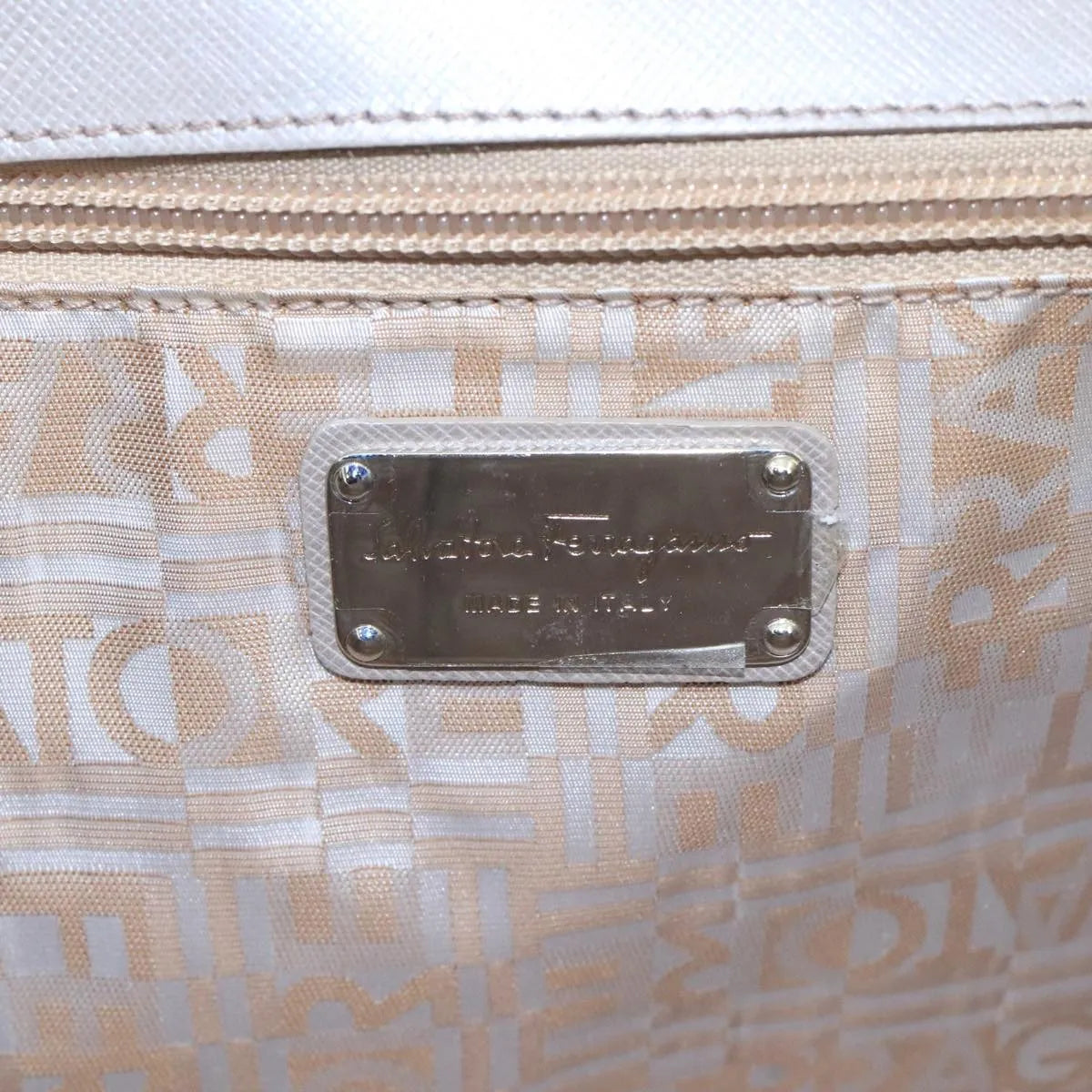 Salvatore Ferragamo Virna Satchel Leather Silver Leather Handbag (Pre-Owned)