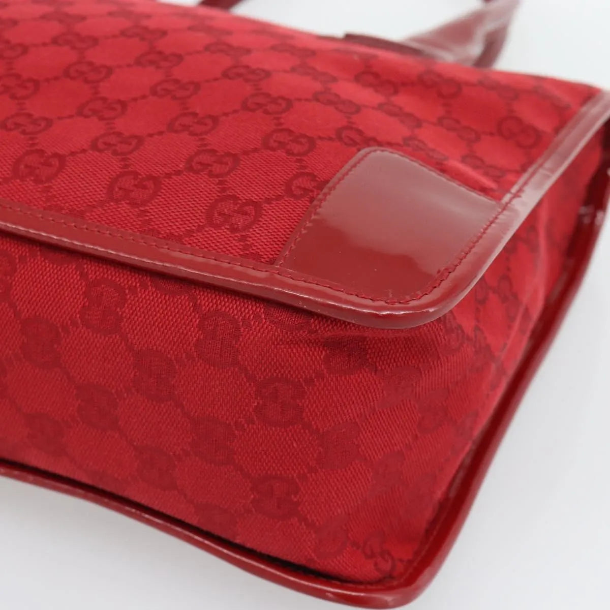 Gucci Structured Top Handle Open Tote Gg Canvas And Leather Red Canvas Handbag (Pre-Owned)