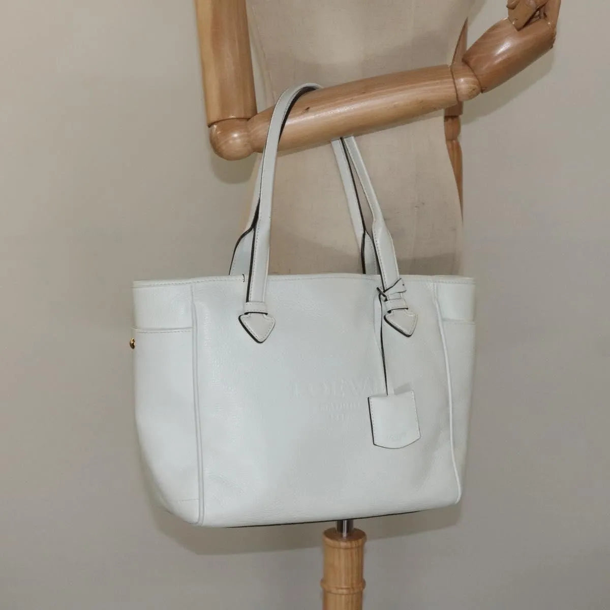 Loewe Heritage Tote Leather White Leather Tote Bag Bag (Pre-Owned)