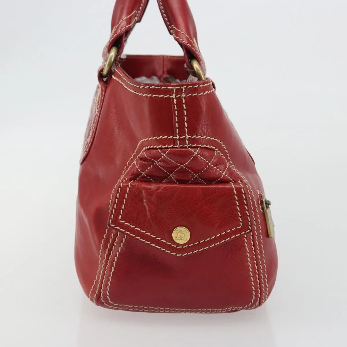 Celine Boogie Satchel Leather Red Leather Handbag (Pre-Owned)