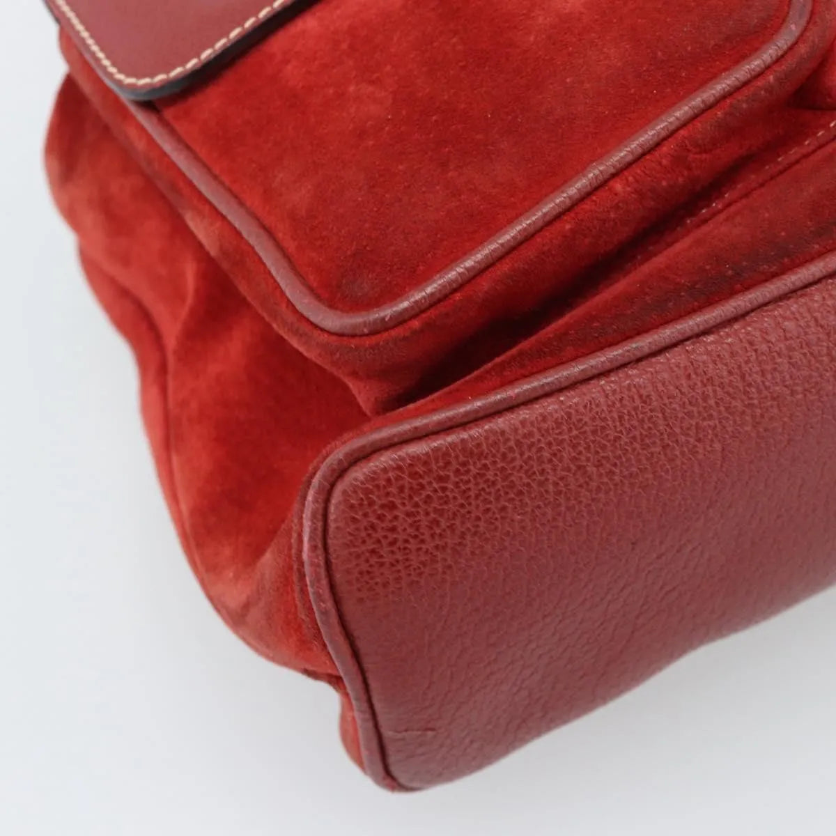 Gucci Vintage Bamboo Suede Red Suede Backpack Bag (Pre-Owned)