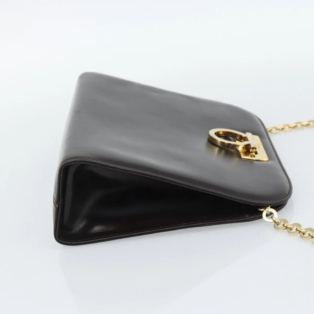 Salvatore Ferragamo Vintage Gancini Chain Leather Brown Leather Shoulder Bag Bag (Pre-Owned)