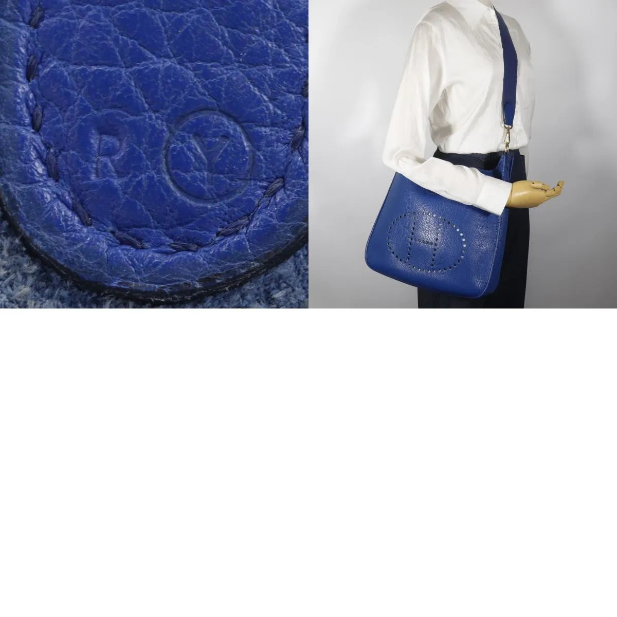 Hermes Evelyne Bag Gen I Ardennes Blue Leather Handbag (Pre-Owned)