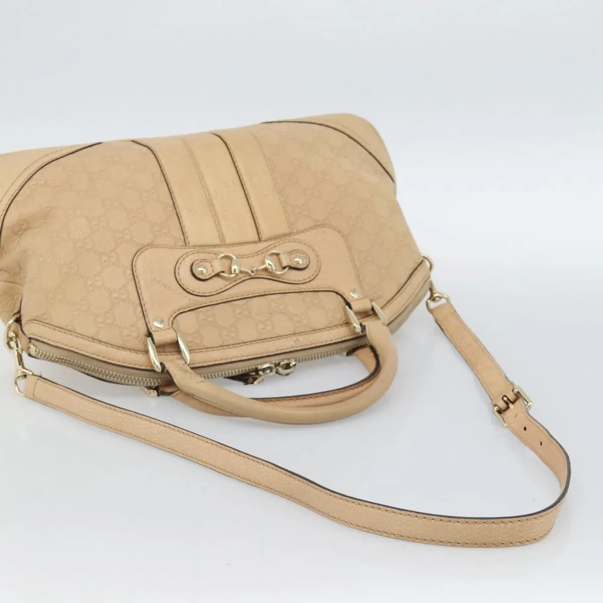 Gucci New Pelham Tote Guccissima Leather Beige Leather Handbag (Pre-Owned)