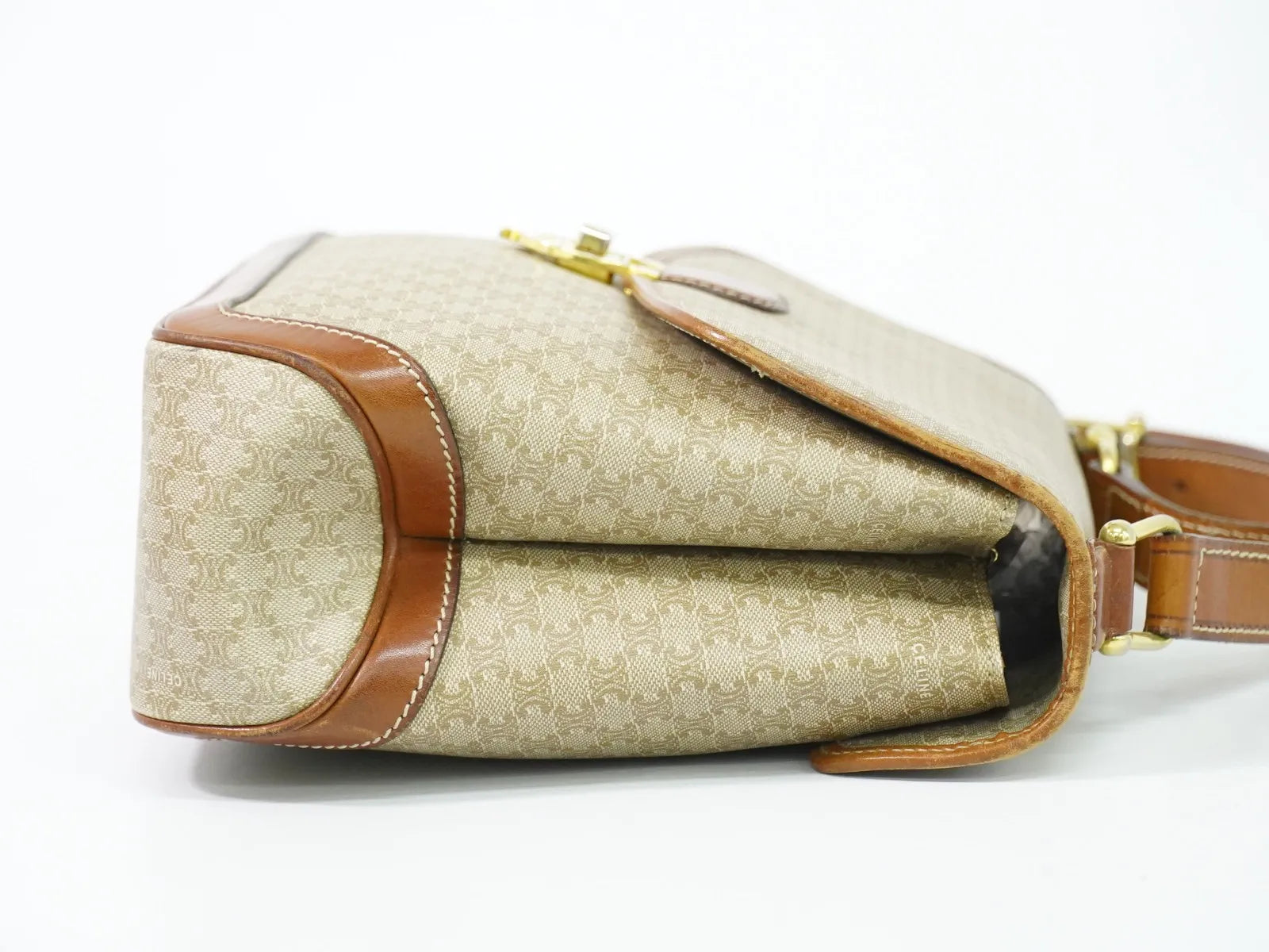 Celine Vintage Macadam Canvas Beige Pvc Shoulder Bag Bag (Pre-Owned)