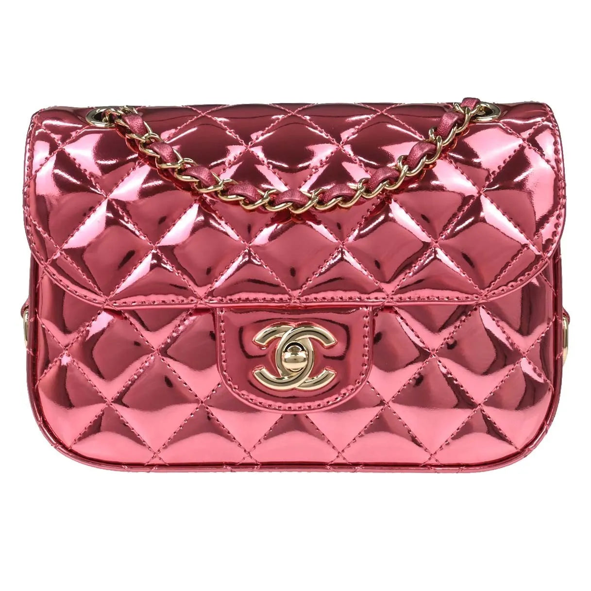 Chanel Hollywood Boulevard Flap Bag Quilted Metallic Leather Pink Leather Shoulder Bag Bag (Pre-Owned)