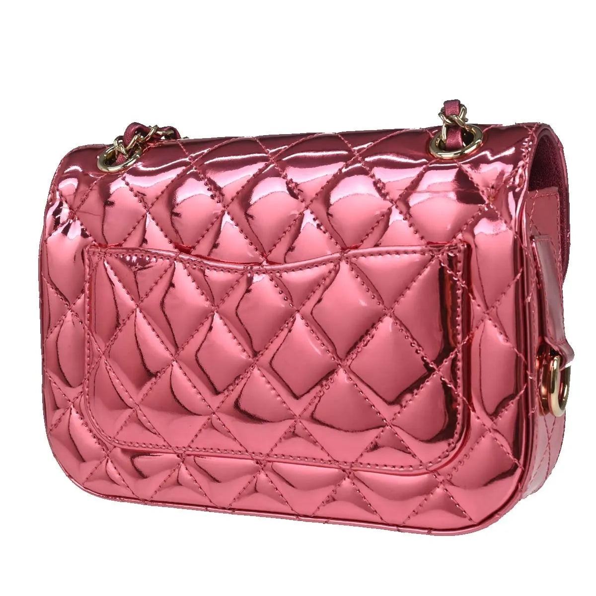 Chanel Hollywood Boulevard Flap Bag Quilted Metallic Leather Pink Leather Shoulder Bag Bag (Pre-Owned)