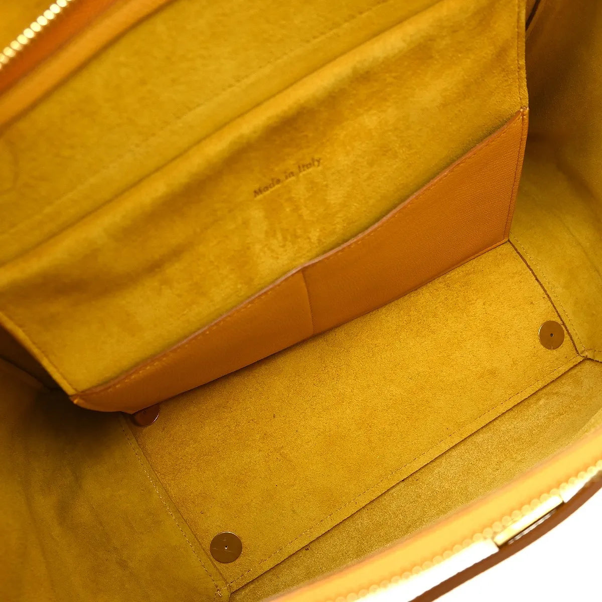 Celine Belt Textured Leather Yellow Leather Handbag (Pre-Owned)