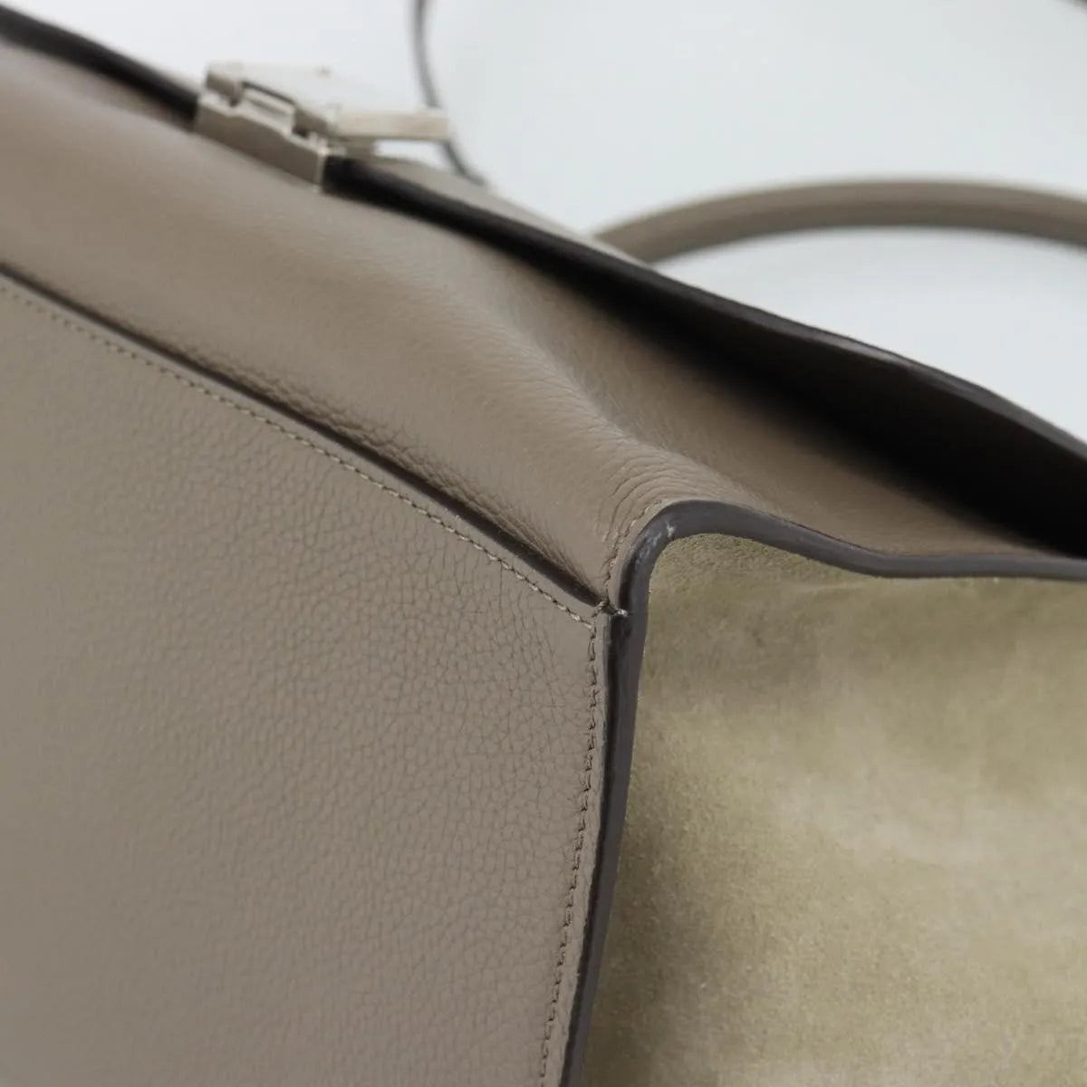 Celine Trapeze Leather With Suede Gray Leather Handbag (Pre-Owned)