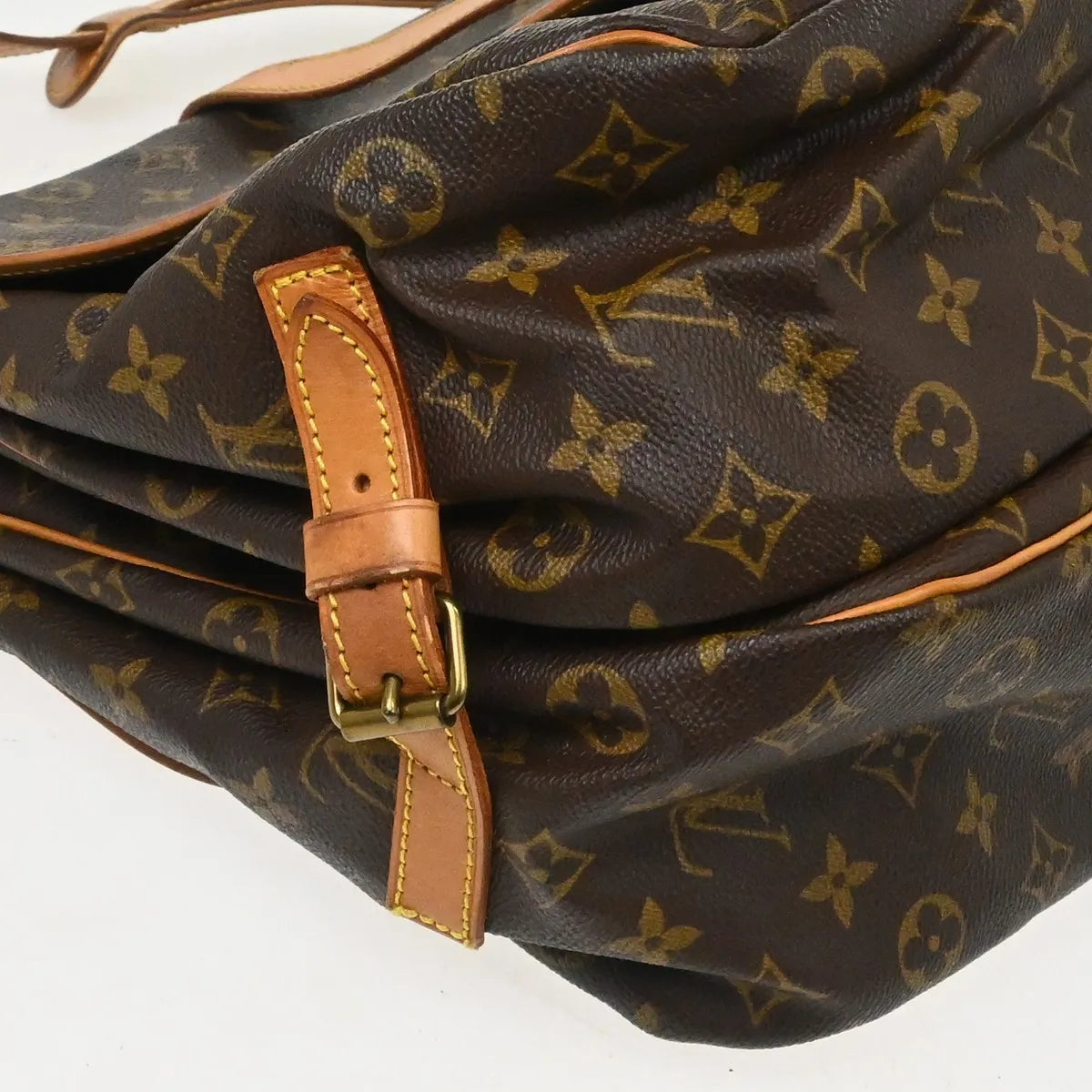 Louis Vuitton Saumur Handbag Monogram Canvas Brown Canvas Shoulder Bag Bag (Pre-Owned)