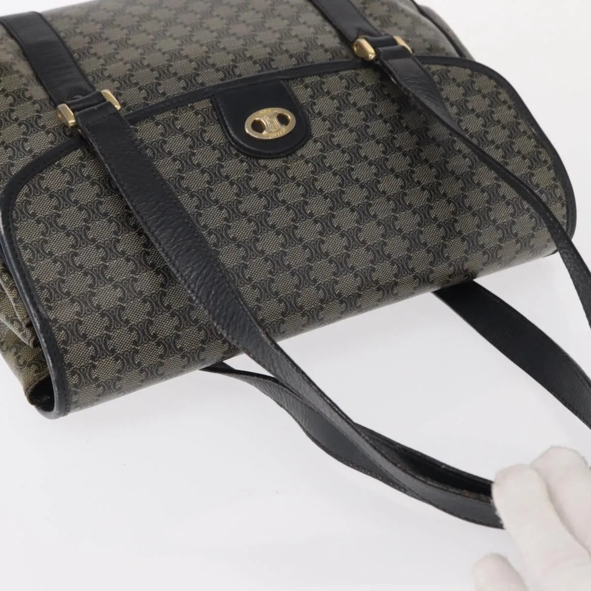 Celine Vintage Macadam Canvas And Leather Black Canvas Shoulder Bag Bag (Pre-Owned)