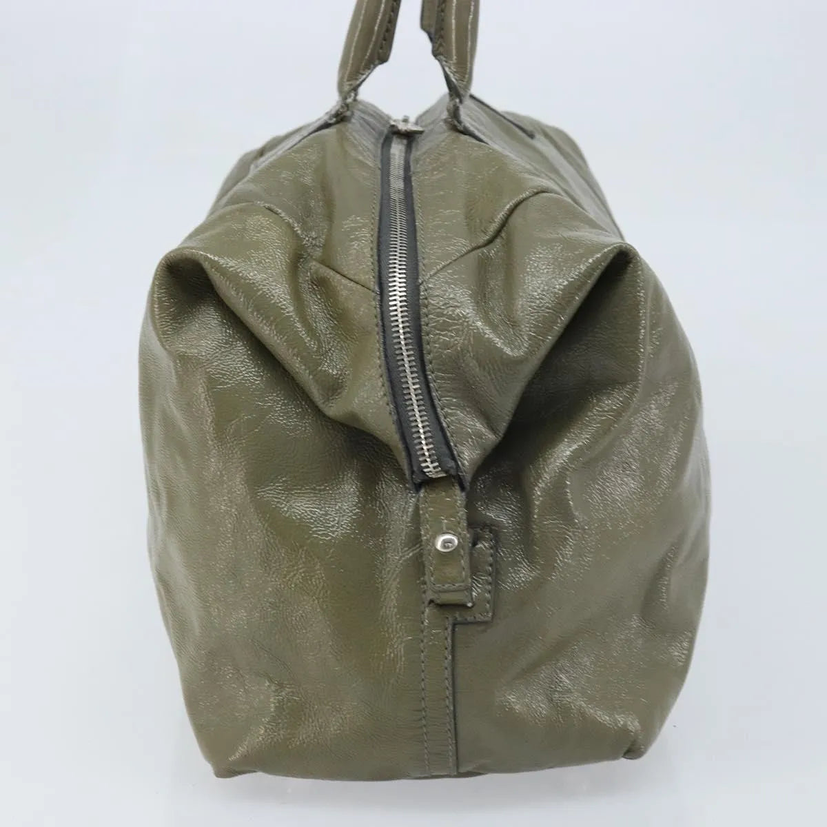 Saint Laurent Easy Y Satchel Patent Khaki Patent_Leather Handbag (Pre-Owned)