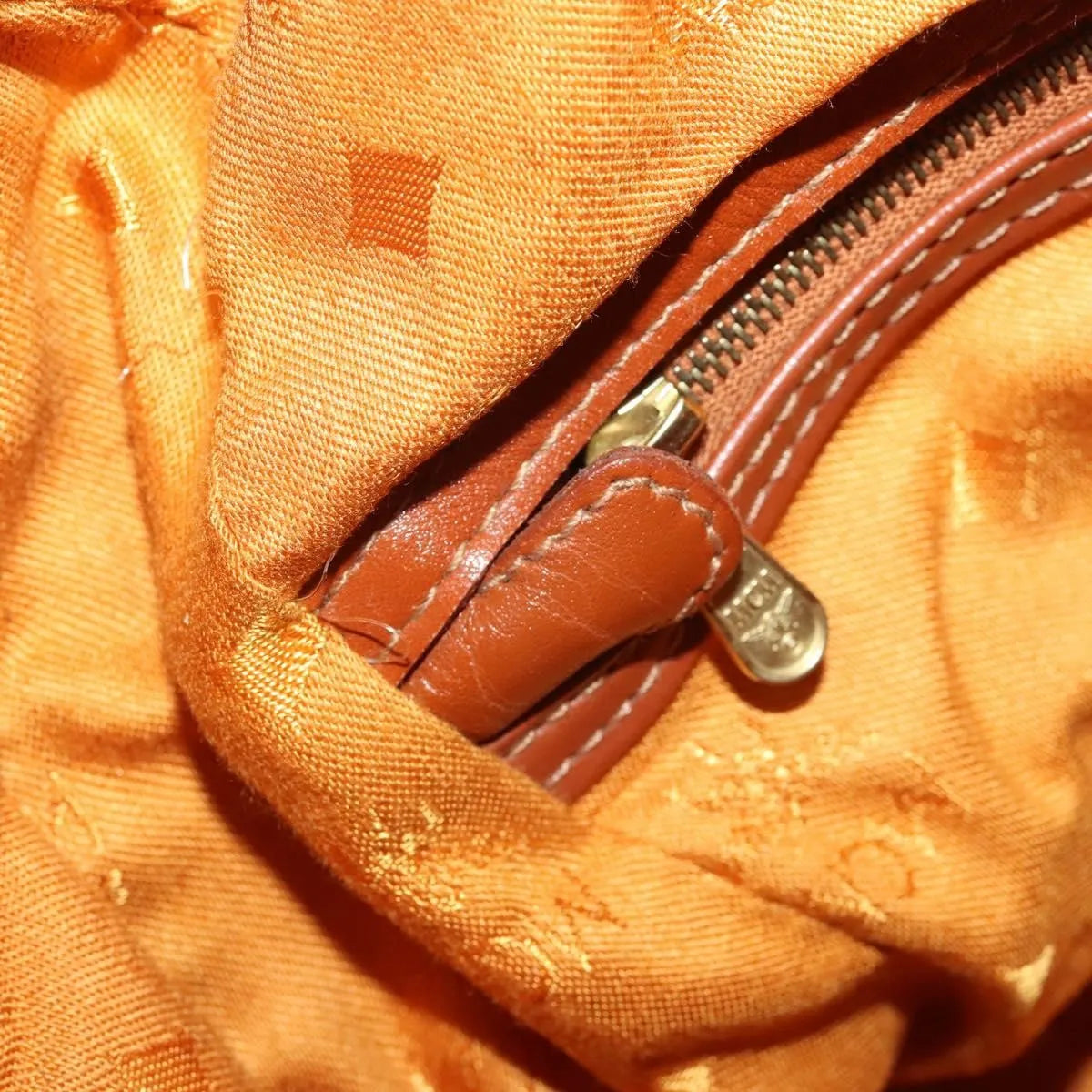 MCM Vicetos Logogram Boston Brown Leather Travel Bag Bag (Pre-Owned)