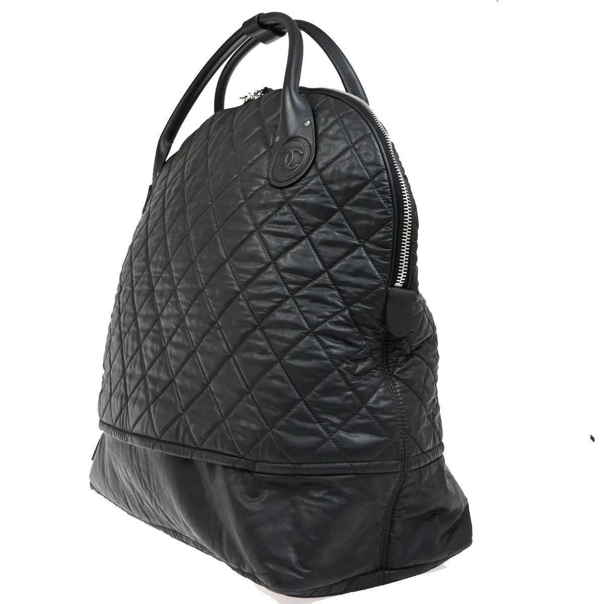 Chanel Horizontal Sport Weekender Quilted Coated Canvas Black Nylon Travel Bag Bag (Pre-Owned)