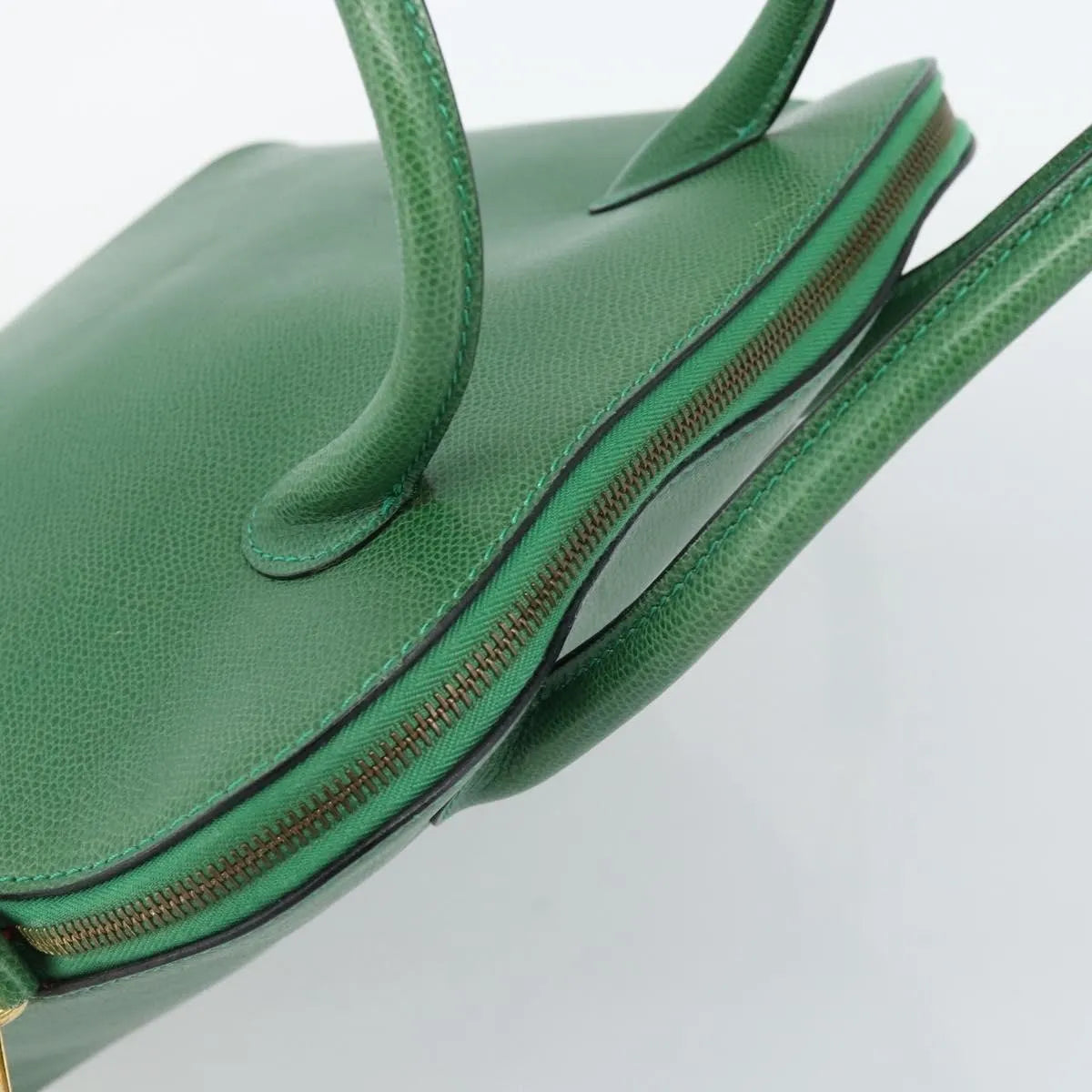 Celine Vintage Convertible Bowler Leather Green Leather Handbag (Pre-Owned)