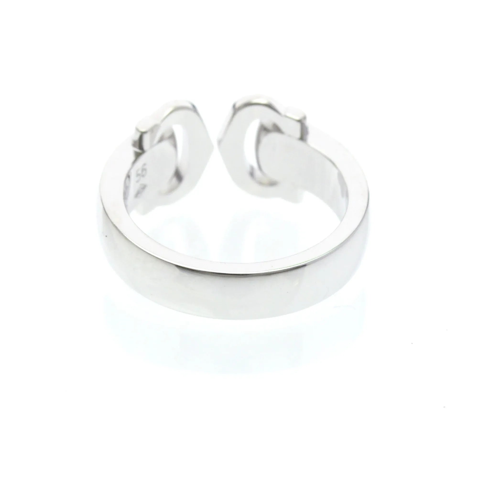 Cartier Vintage C De Cartier 18K White Gold With Diamonds Silver White_Gold Ring Jewelry (Pre-Owned)