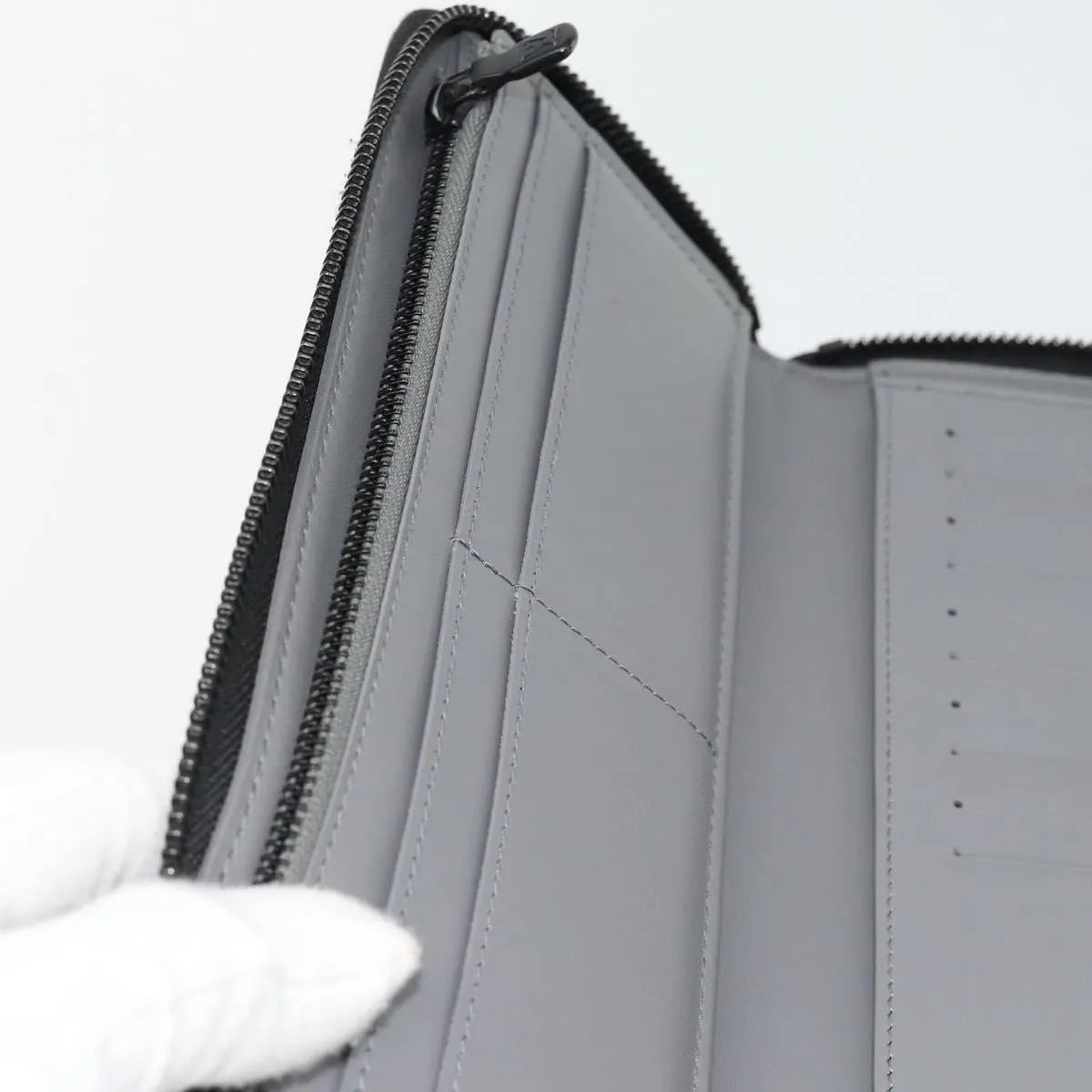 Louis Vuitton Zippy Wallet Vertical Monogram Shadow Leather Gray Leather Wallets Accessory (Pre-Owned)