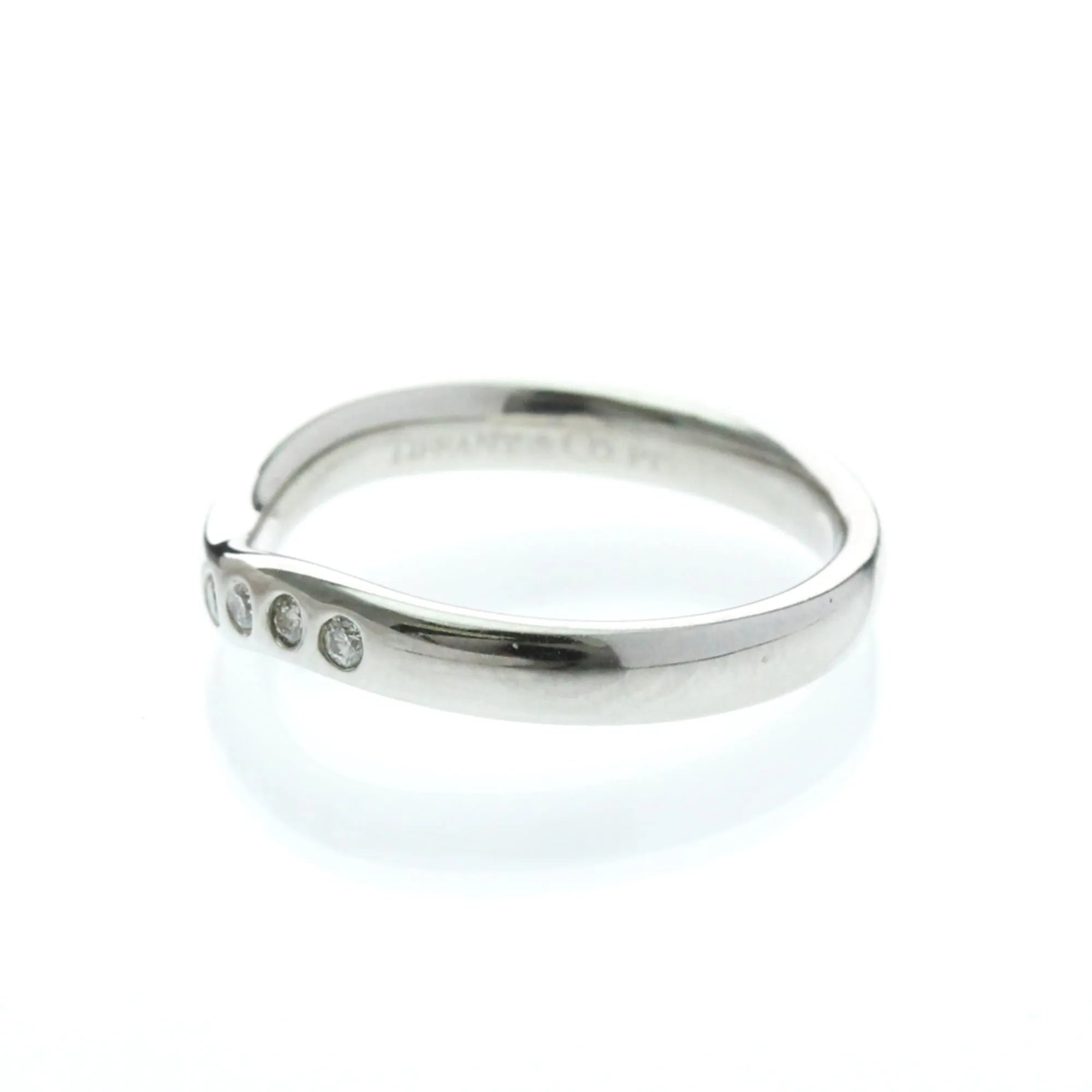 Tiffany & Co. Elsa Peretti Curved Wedding Band Platinum With Diamonds Silver Platinum Ring Jewelry (Pre-Owned)