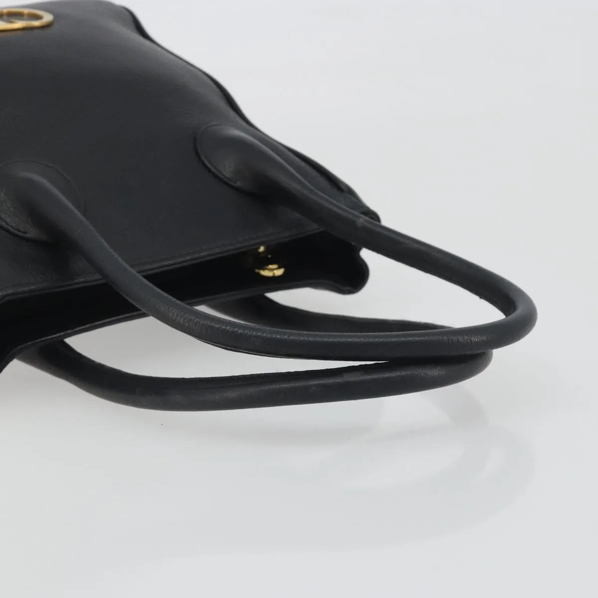 Christian Dior Vintage Cd Logo Tote Leather Black Leather Handbag (Pre-Owned)