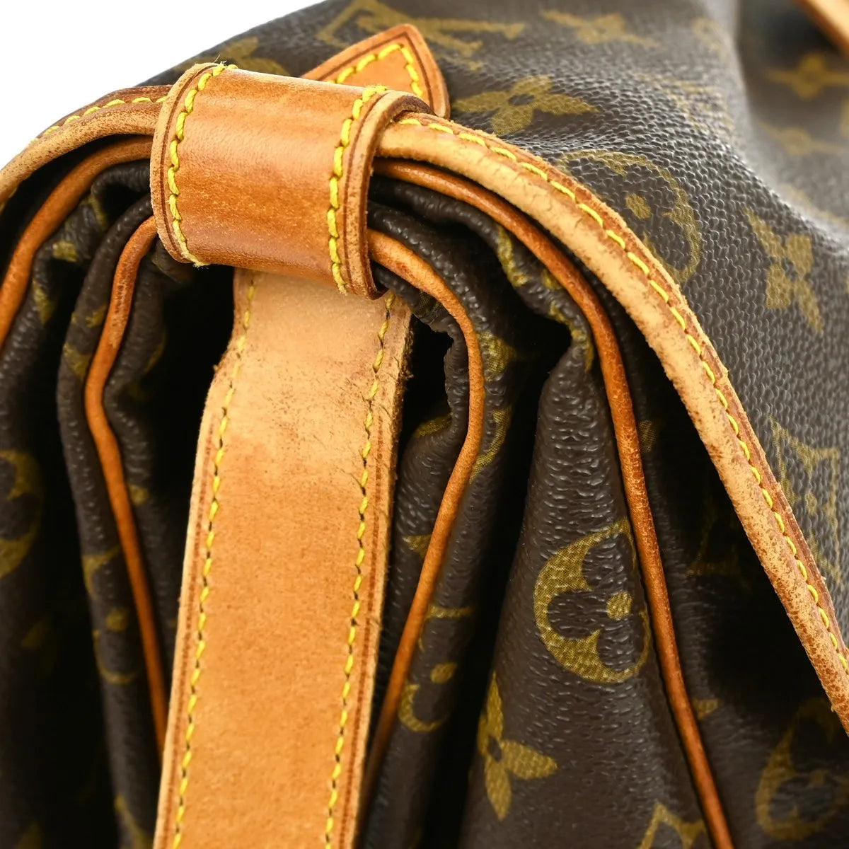 Louis Vuitton Saumur Handbag Monogram Canvas Brown Canvas Shoulder Bag Bag (Pre-Owned)