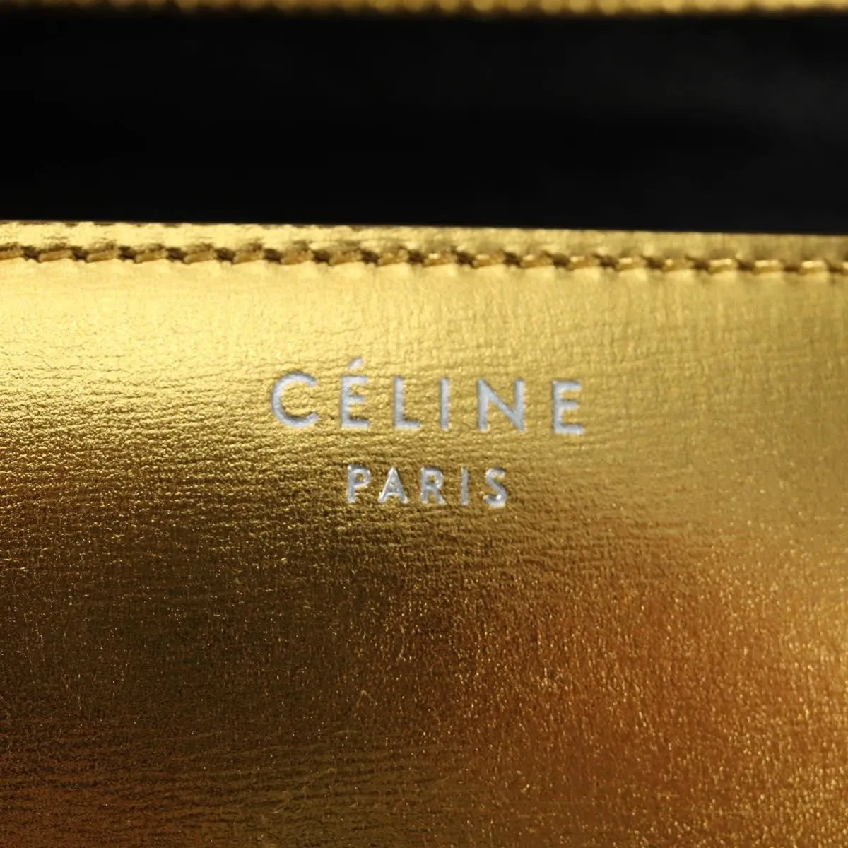 Celine Flap Shoulder Leather Gold Leather Shoulder Bag Bag (Pre-Owned)
