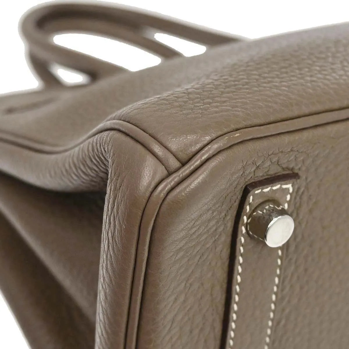 Hermes Birkin Etoupe Taurillon Clémence With Palladium Hardware Gray Calfskin Handbag (Pre-Owned)