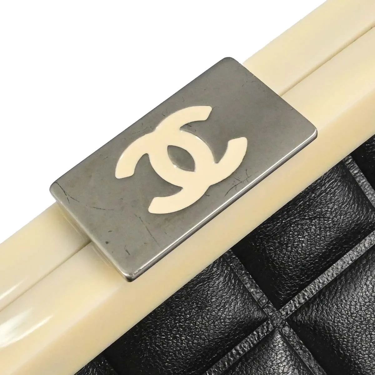 Chanel Chocolate Bar Frame Quilted Lambskin Black Leather Shoulder Bag Bag (Pre-Owned)