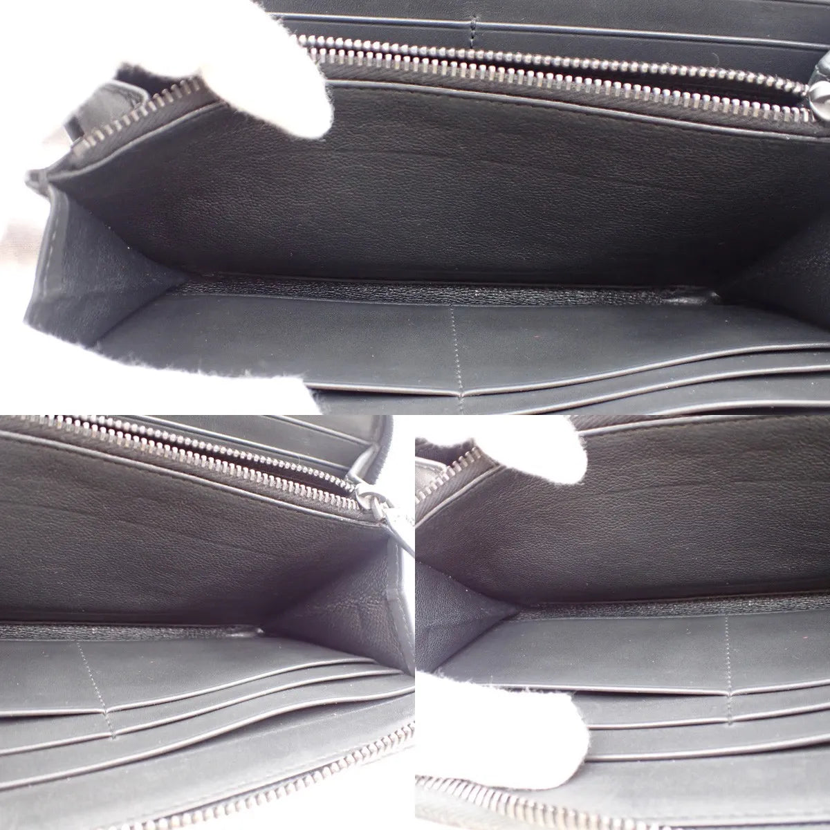 Bottega Veneta Intrecciato Long Zip Leather Black Leather Wallets Accessory (Pre-Owned)