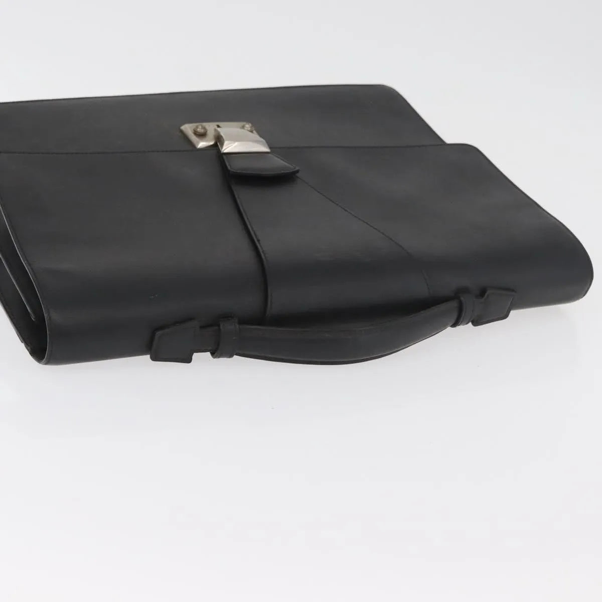 Cartier Vintage Briefcase Leather Black Leather Briefcase Bag (Pre-Owned)