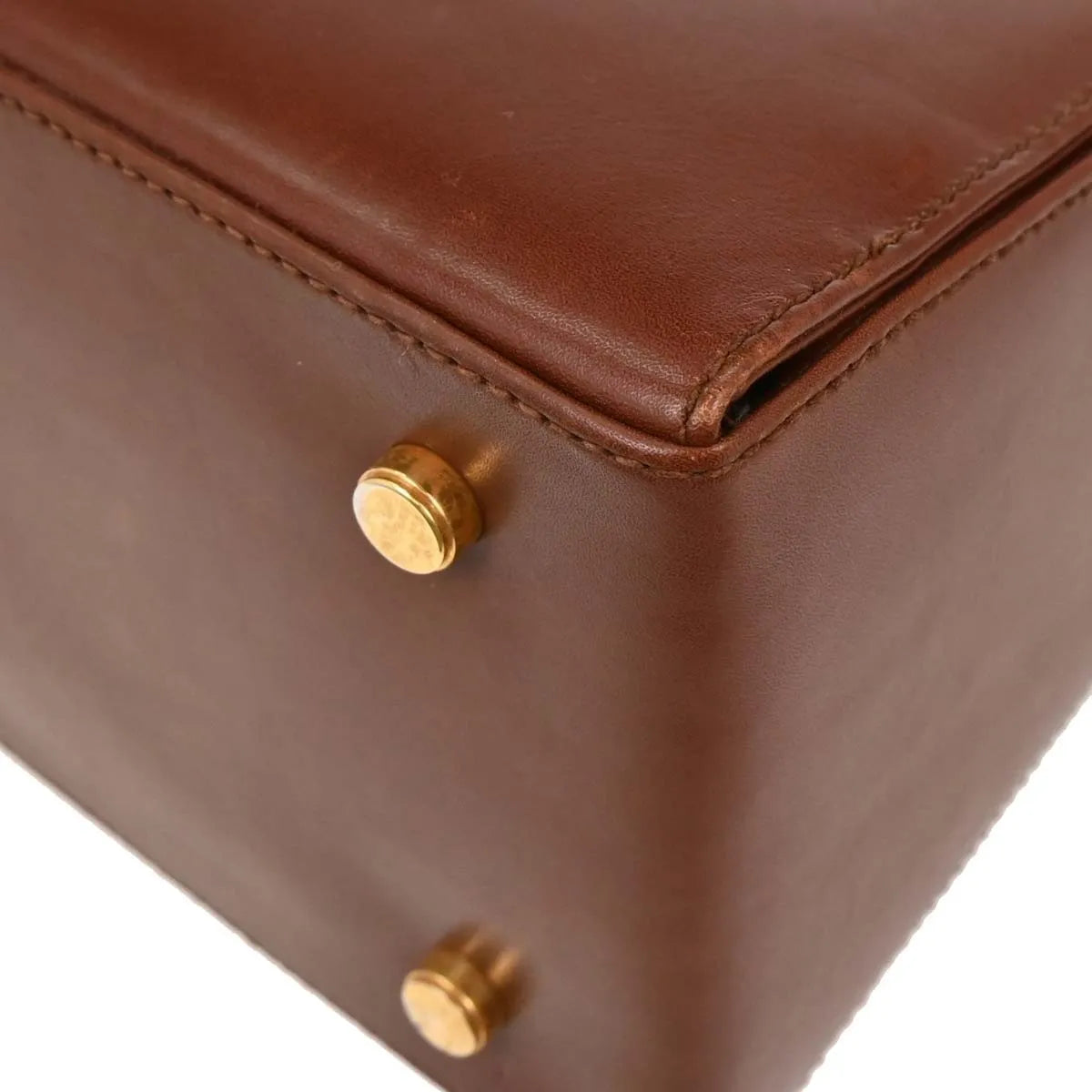 Salvatore Ferragamo Gancini Convertible Top Handle Leather Brown Leather Handbag (Pre-Owned)