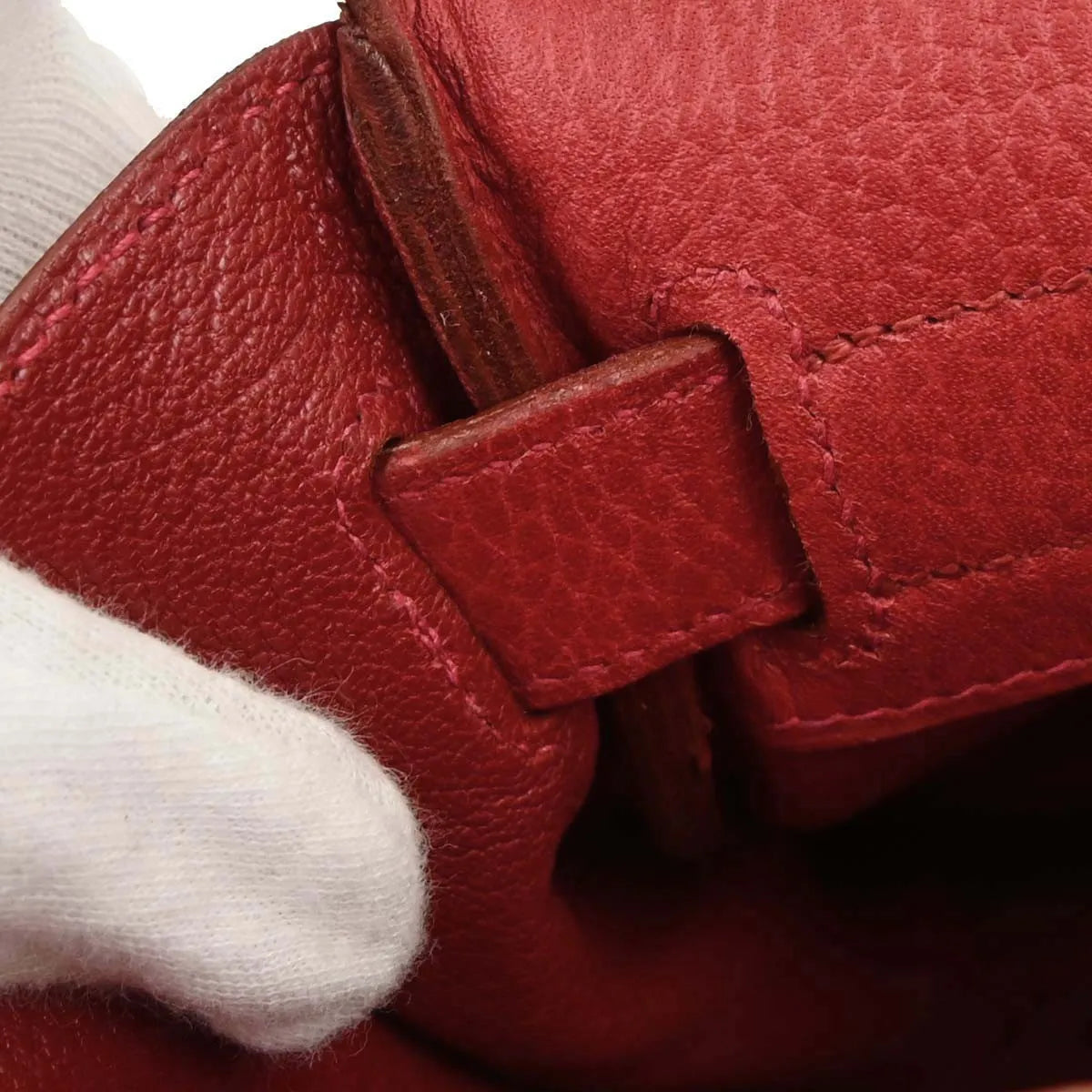 Hermes Kelly Retourne Ardennes Leather Red Leather Handbag (Pre-Owned)