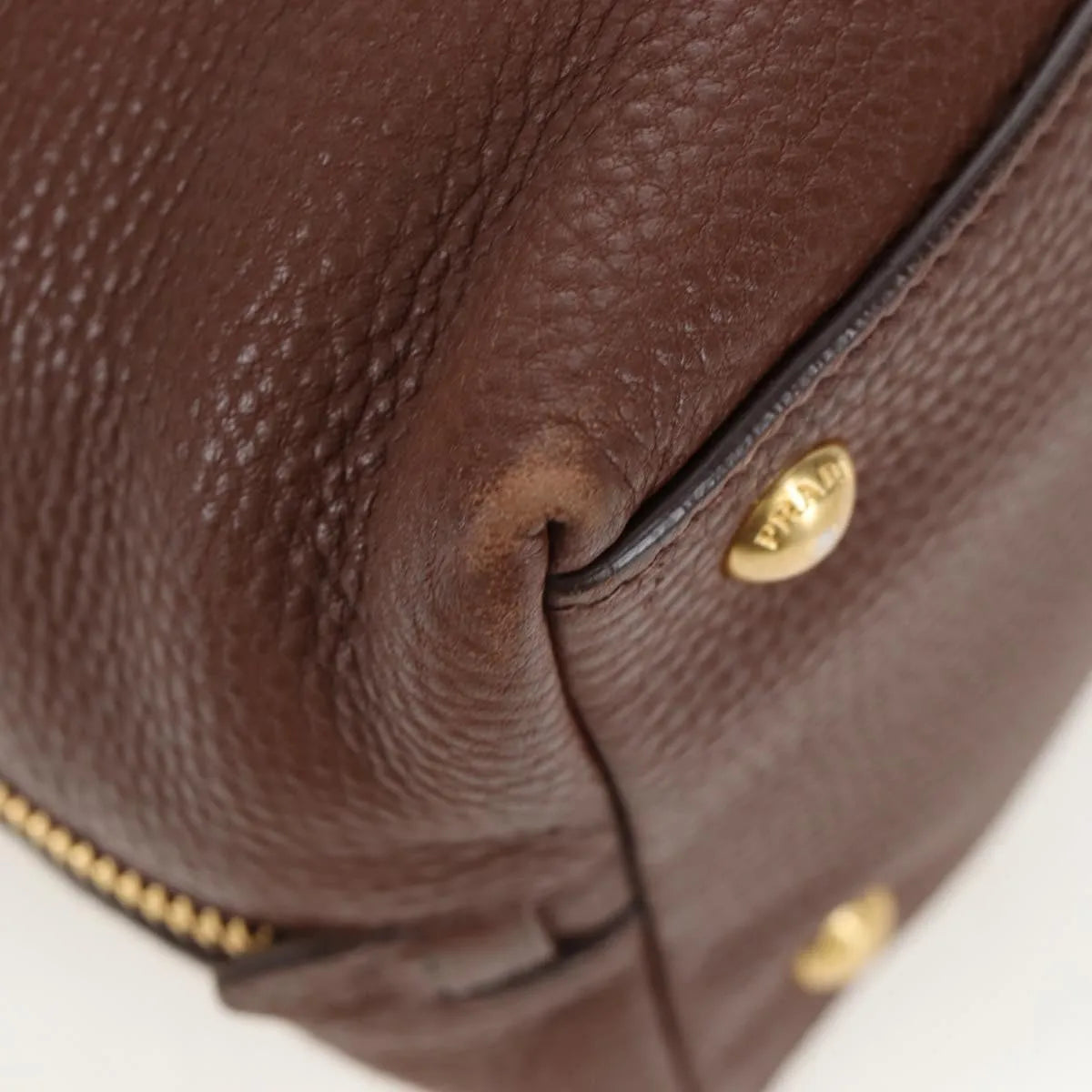 Prada Side Zip Hobo Soft Calf Brown Leather Shoulder Bag Bag (Pre-Owned)