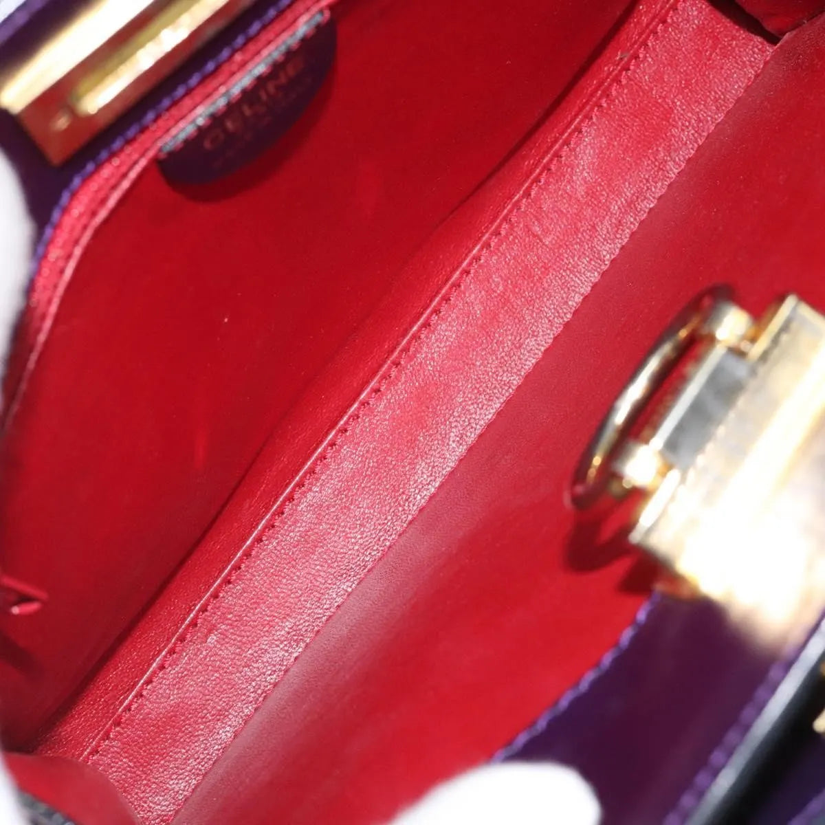 Celine Vintage Leather Purple Leather Handbag (Pre-Owned)