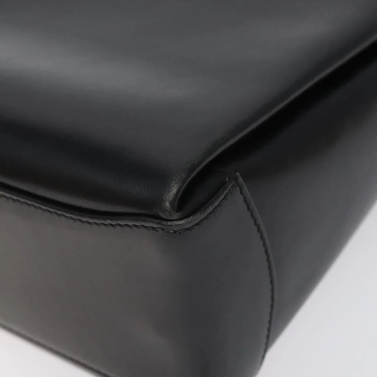 Gucci Vintage Convertible Box Leather Black Leather Handbag (Pre-Owned)