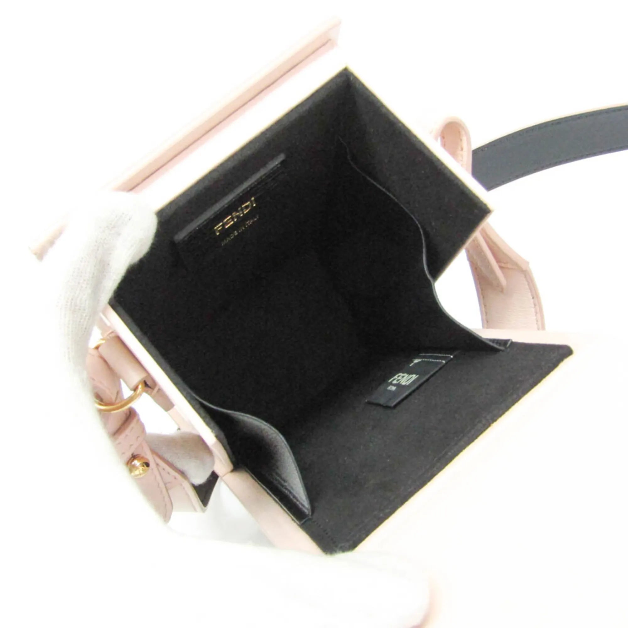 Fendi Logo Vertical Box Leather Pink Leather Shoulder Bag Bag (Pre-Owned)