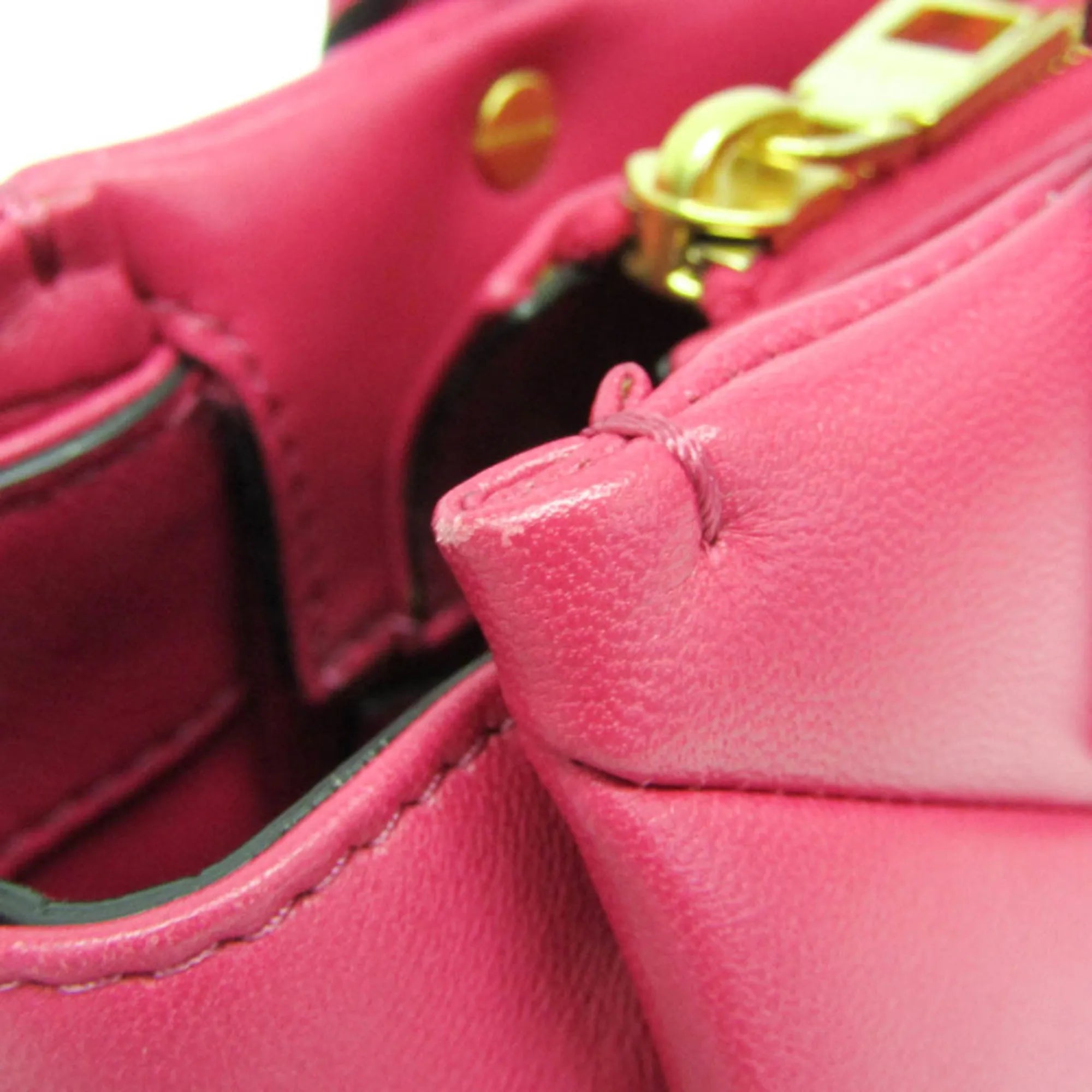Valentino Garavani One Stud Top Handle Leather Pink Leather Handbag (Pre-Owned)