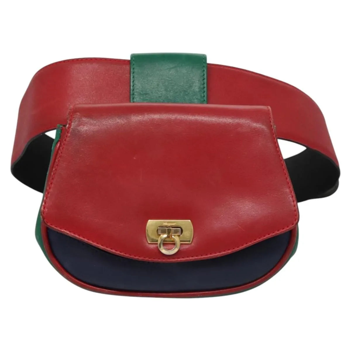 Salvatore Ferragamo Gancini Waist Leather Red Leather Clutche & Pouche Bag (Pre-Owned)