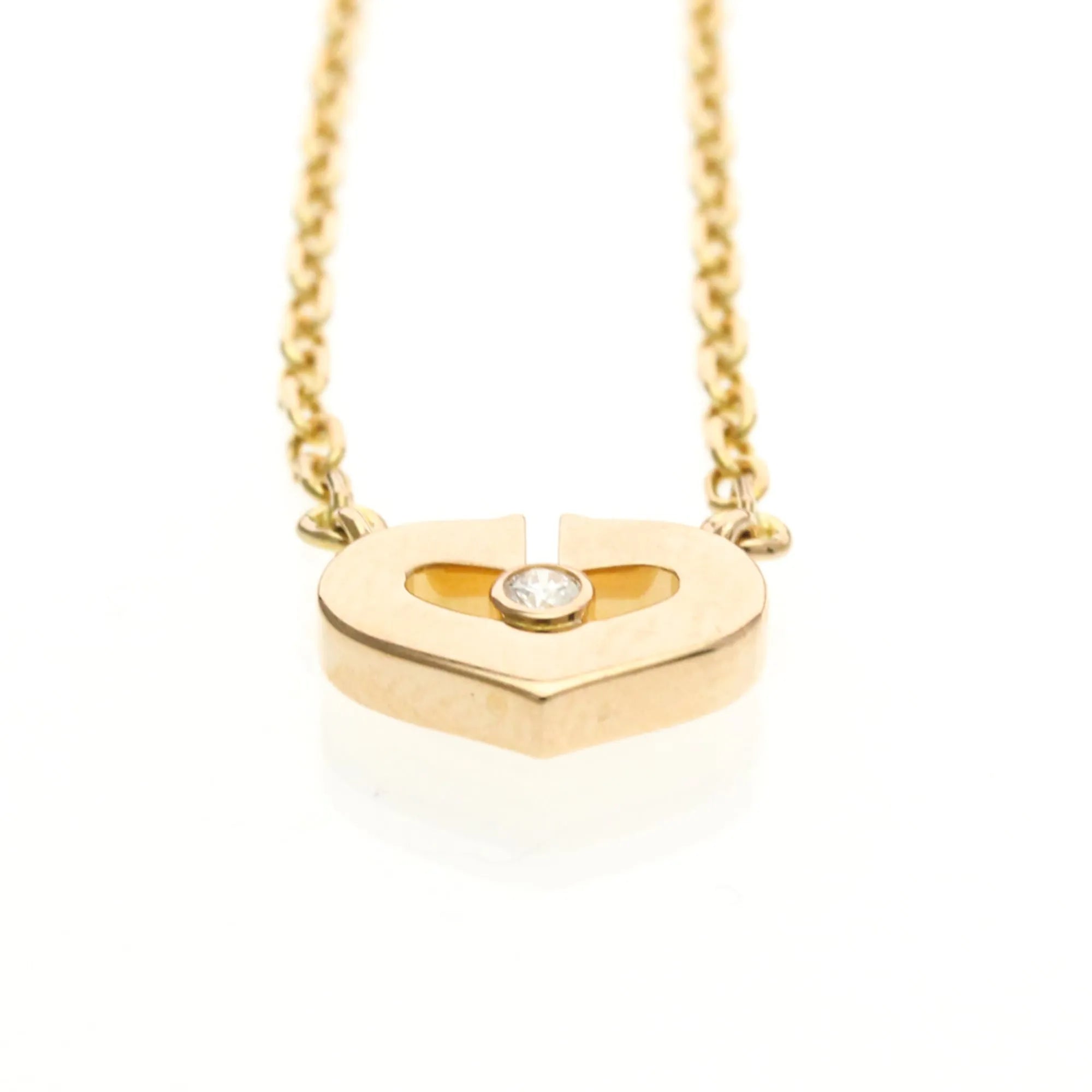 Cartier C Heart De Cartier Pendant 18K Rose Gold With Diamond Gold Pink_Gold Necklace Jewelry (Pre-Owned)
