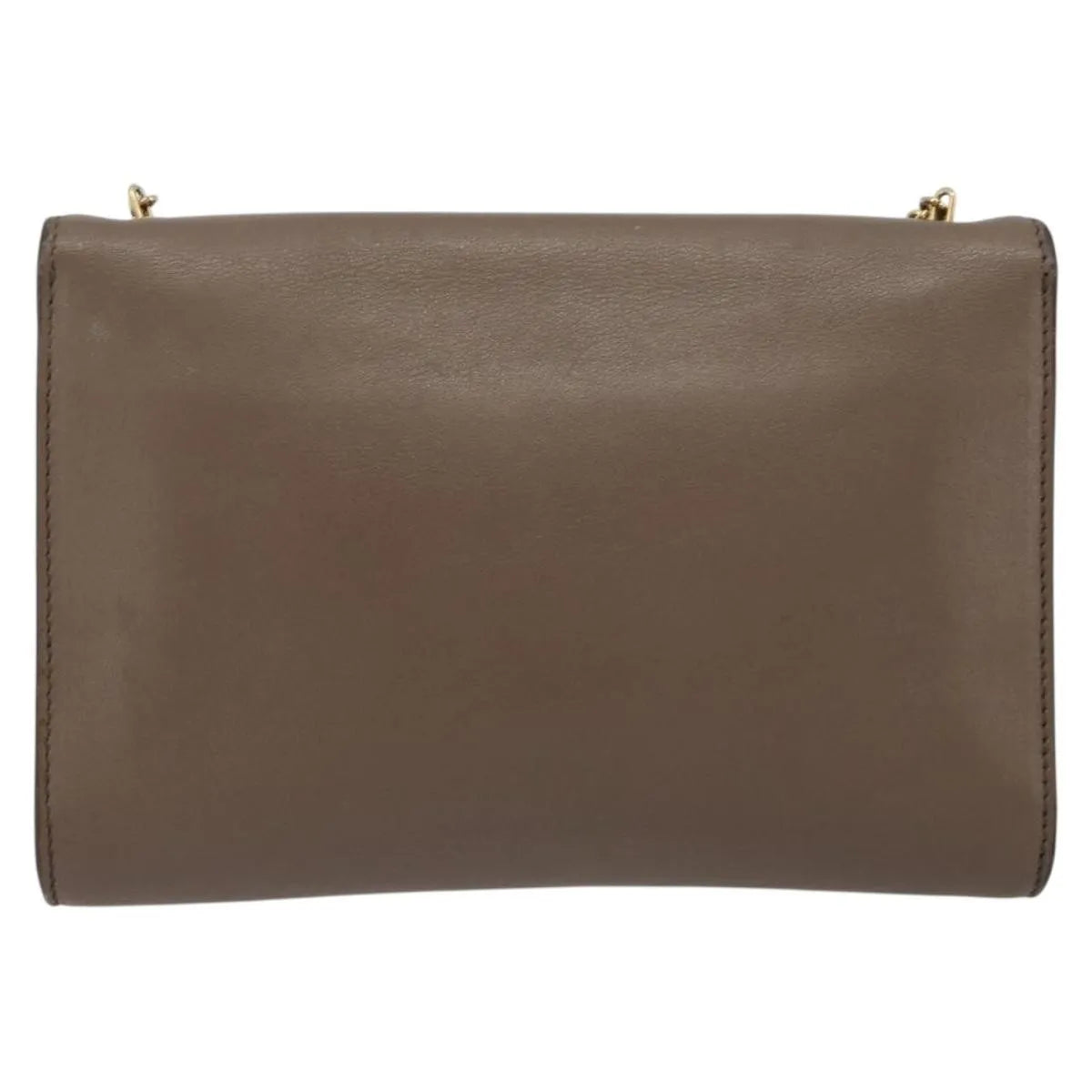 Salvatore Ferragamo Gancini Chain Leather Gray Leather Shoulder Bag Bag (Pre-Owned)