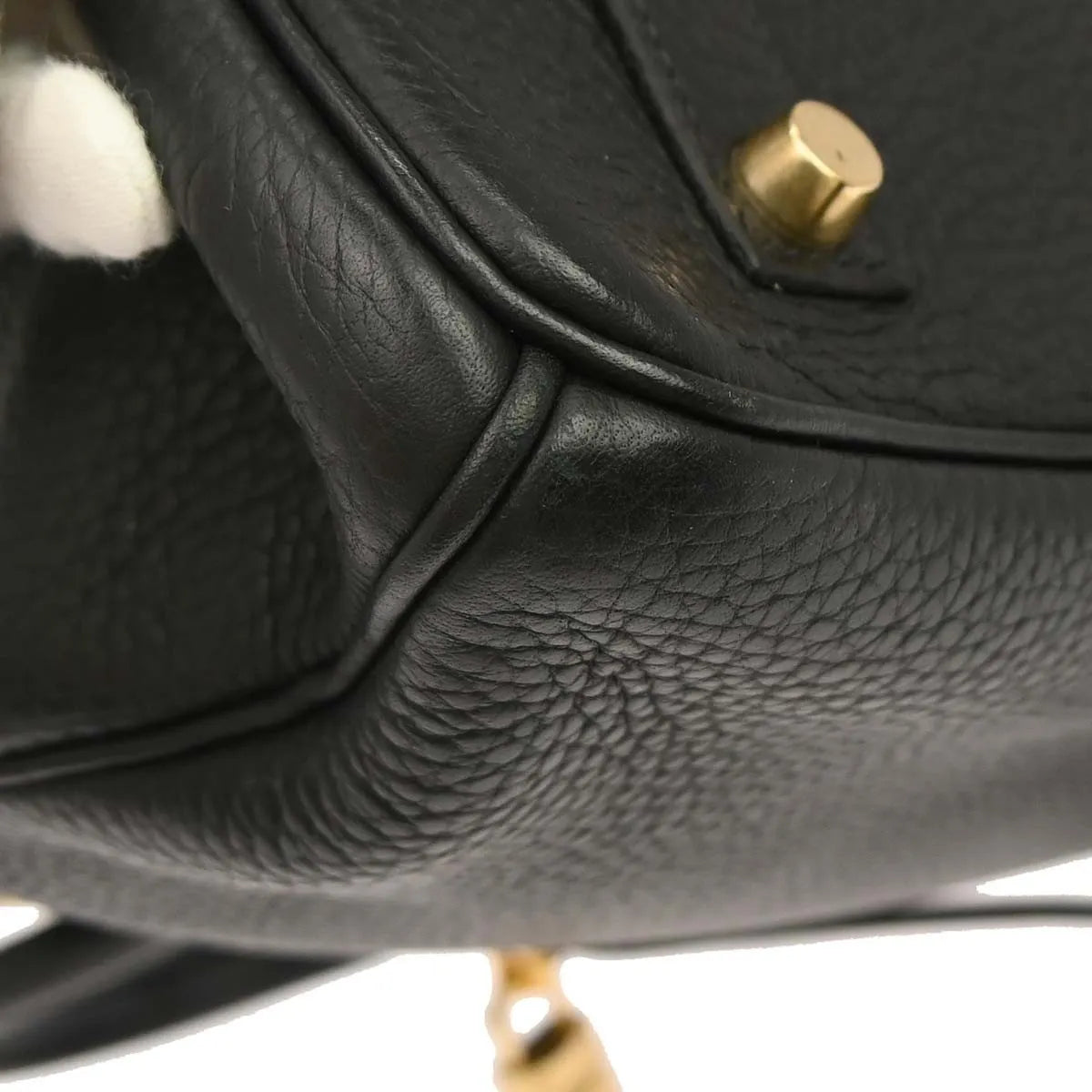 Hermes Birkin Handbag Taurillon Clemence Black Leather Handbag (Pre-Owned)