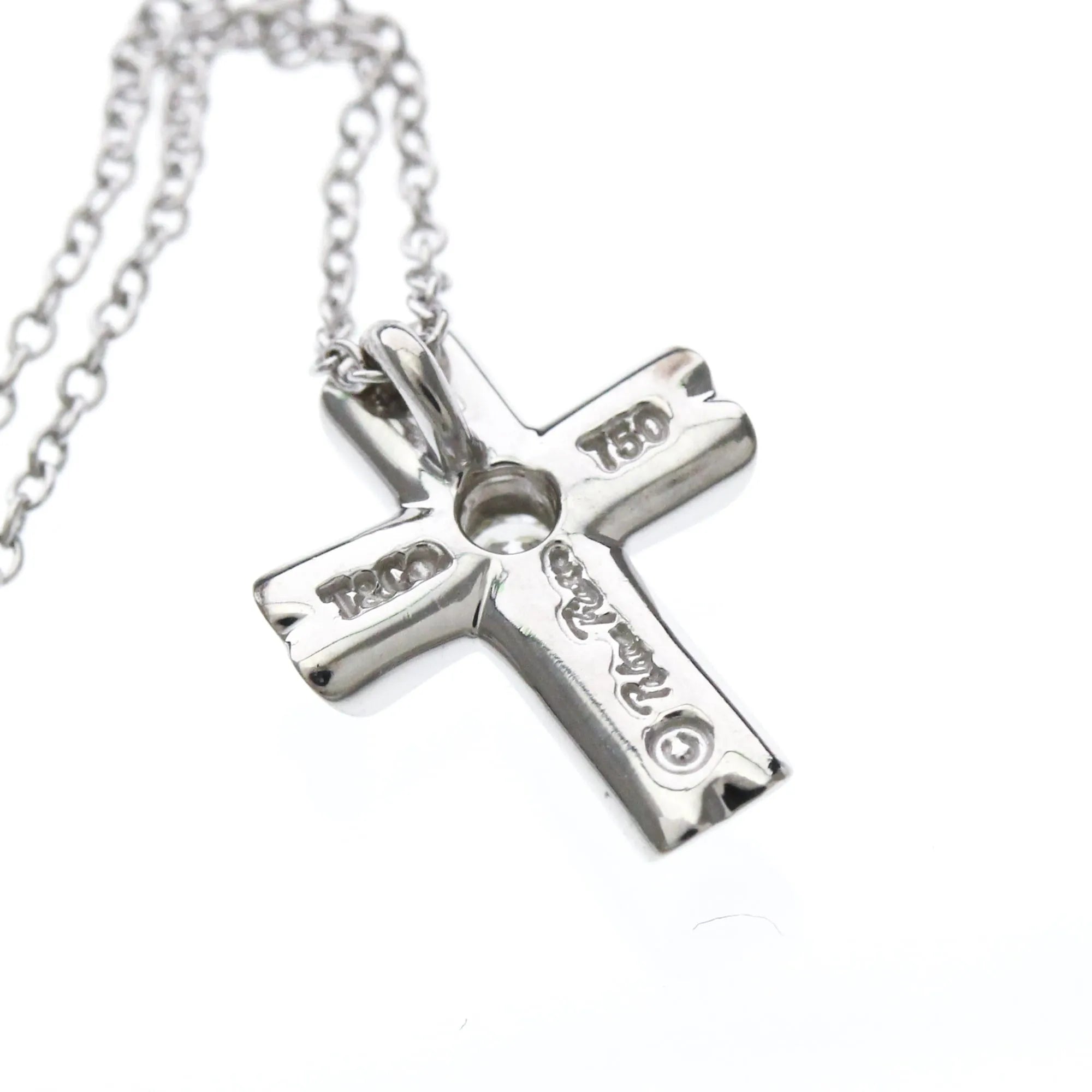 Tiffany & Co. Etoile Cross Pendant 18K White Gold With Diamonds Silver White_Gold Necklace Jewelry (Pre-Owned)
