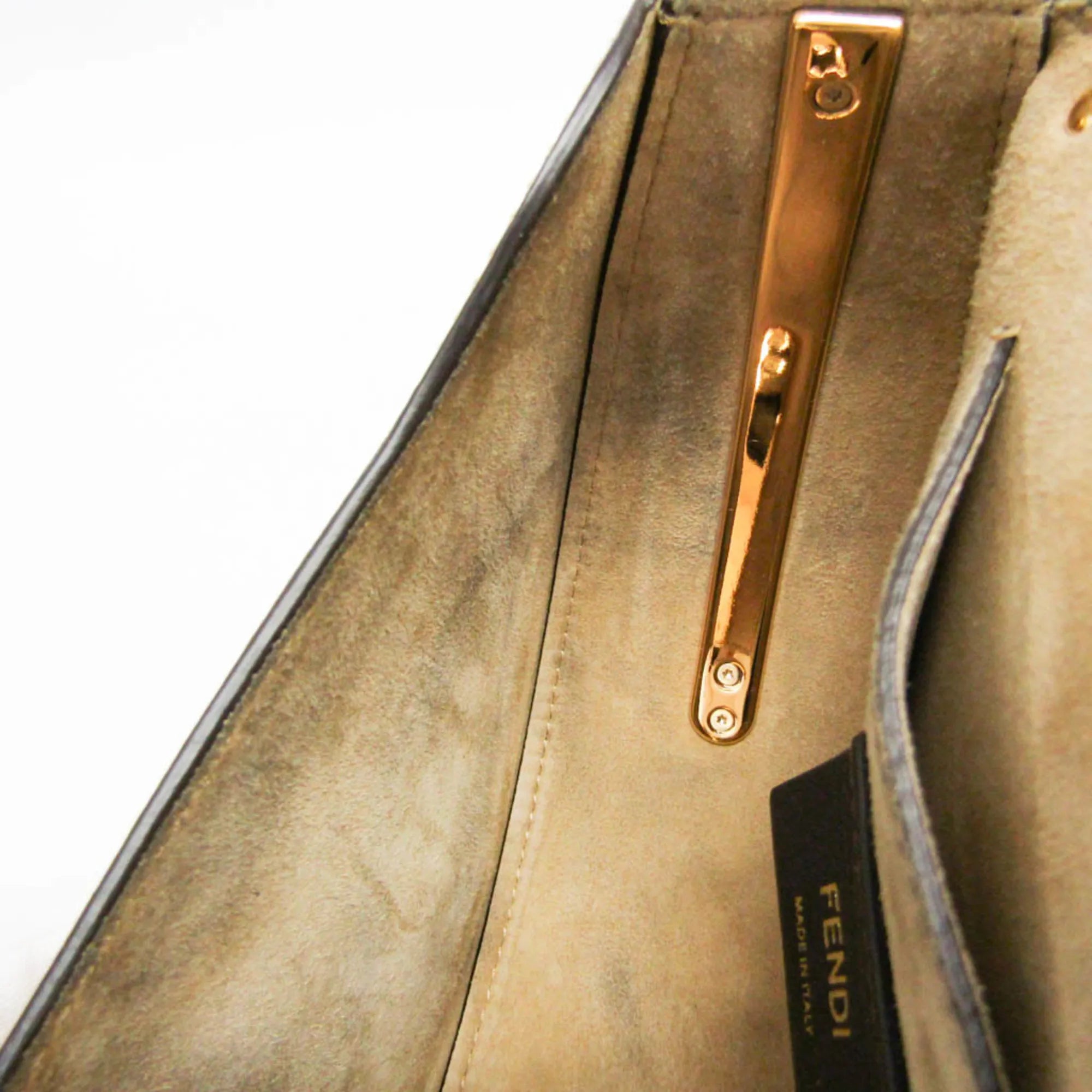 Fendi Moonlight Flap Leather With Plexiglass Detail White Leather Shoulder Bag Bag (Pre-Owned)