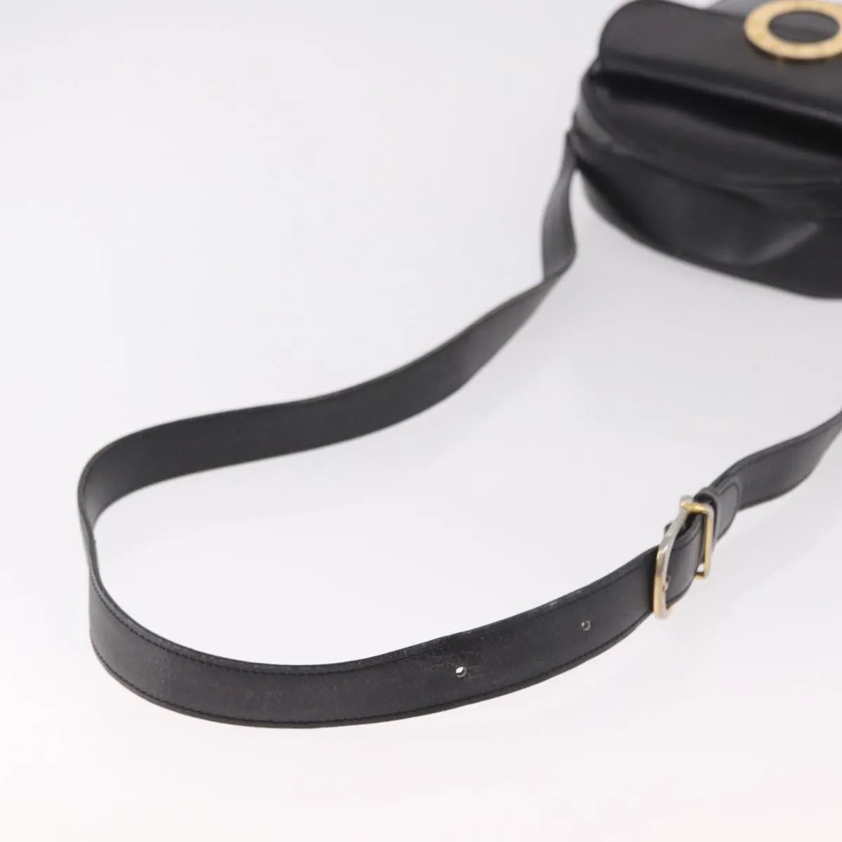 Celine Vintage Circle Logo Leather Black Leather Shoulder Bag Bag (Pre-Owned)