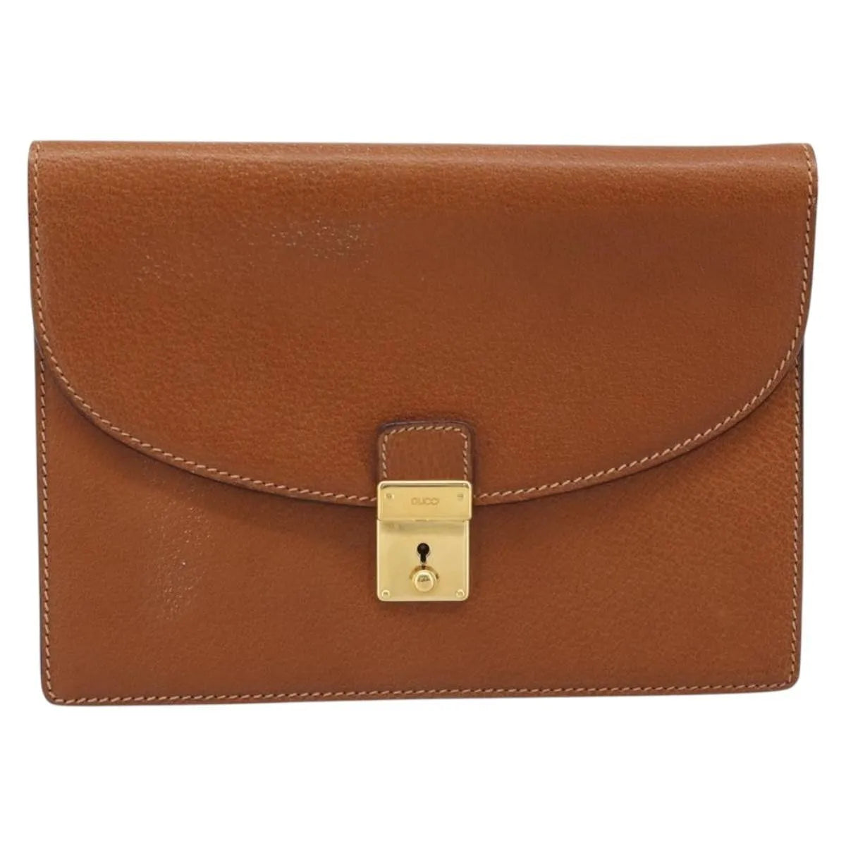 Gucci Vintage Clutch Leather Brown Leather Clutche & Pouche Bag (Pre-Owned)