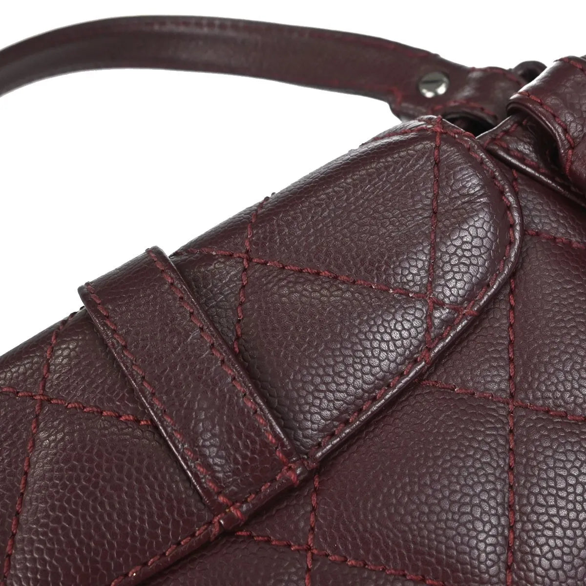 Chanel Mademoiselle Lock Shoulder Bag Quilted Caviar Burgundy Leather Shoulder Bag Bag (Pre-Owned)