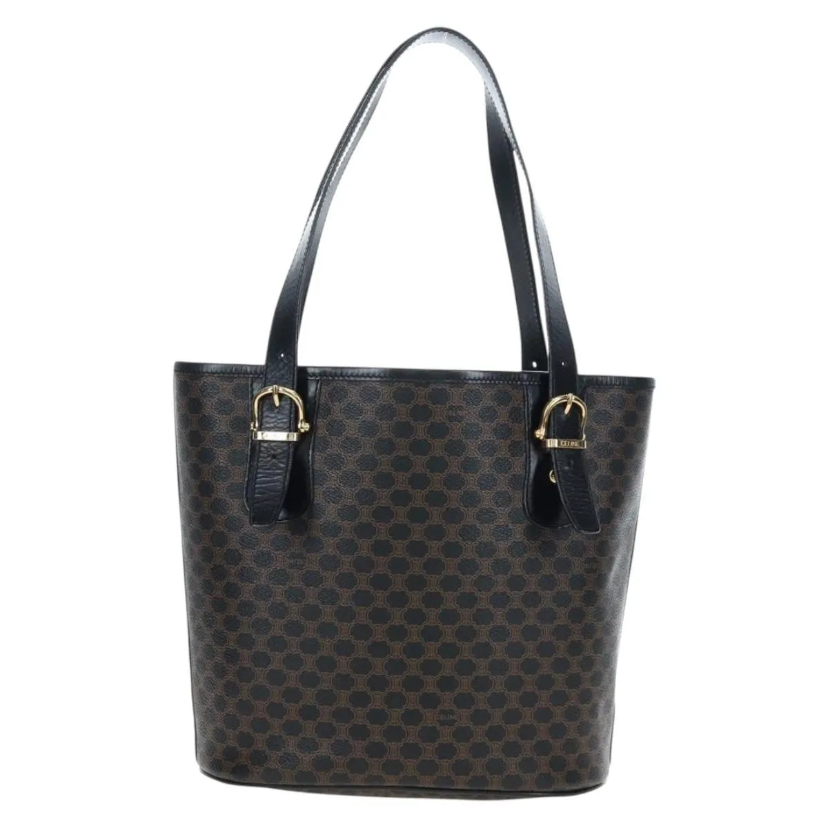 Celine C Macadam Tote Pvc Leather/ Macadam Canvas Black Pvc Shoulder Bag Bag (Pre-Owned)