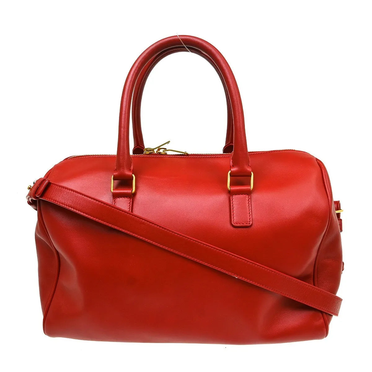 Saint Laurent Classic Duffle Leather Red Leather Handbag (Pre-Owned)