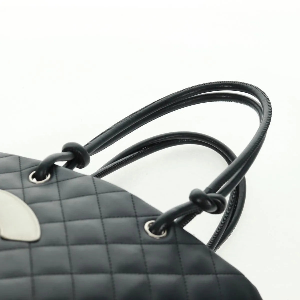 Chanel Cambon Tote Quilted Leather Black Leather Tote Bag Bag (Pre-Owned)